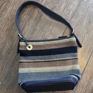 The Sak small Striped Crochet Crossbody Bag - Black, Brown, Cream, light blue